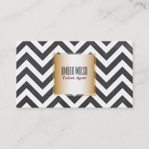 Gold with Chevron Pattern Contemporary Business Card