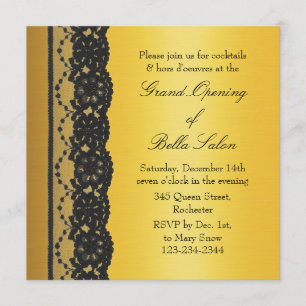 Gold with Lace Business Grand Opening Invitation