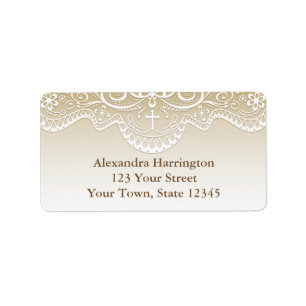 Gold with Lace, Cross, Religious Label