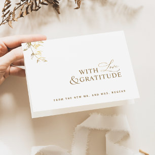 Gold, With Love and Gratitude Wedding Thank You Card