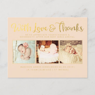 Gold With Love and Thanks Sip & See Postcard