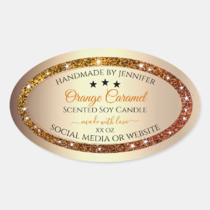 Gold with Orange Glitter Product Packaging Labels