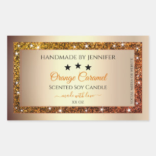 Gold with Orange Glitter Product Packaging Labels