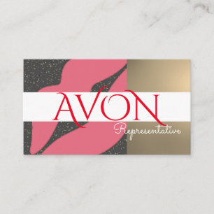 Gold with Pink Lips Personalised Avon Business Card