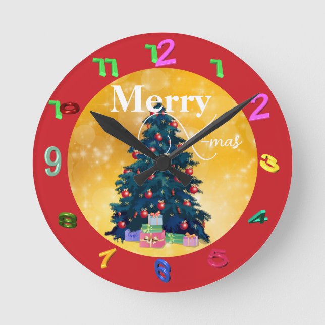 Gold with X-mas Wall Clock (Front)