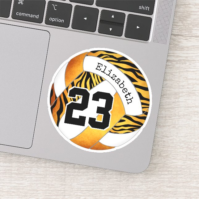 gold with zebra pattern personalised volleyball (Detail)