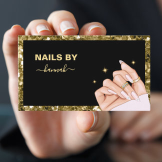 Gold Woman Hand Nail salon Business Card