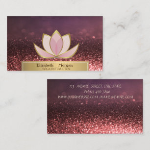 Gold Women Silhouette Lotus Reiki Instructor Bokeh Business Card