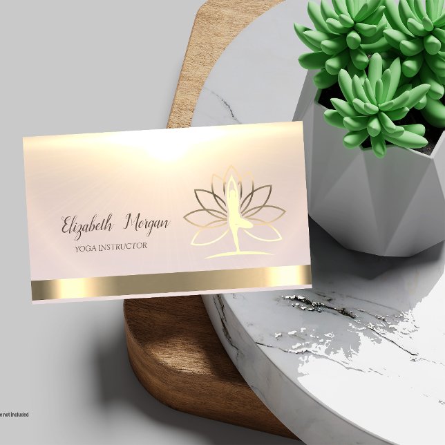 Gold Women Silhouette Lotus  Yoga Instructor Business Card (Creator Uploaded)