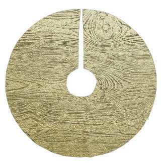 Gold Wood Glitter Texture Background Brushed Polyester Tree Skirt