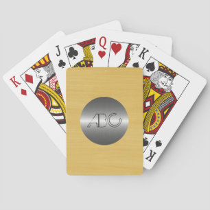 Gold Wood Grain Texture Modern Stainless Metal Playing Cards