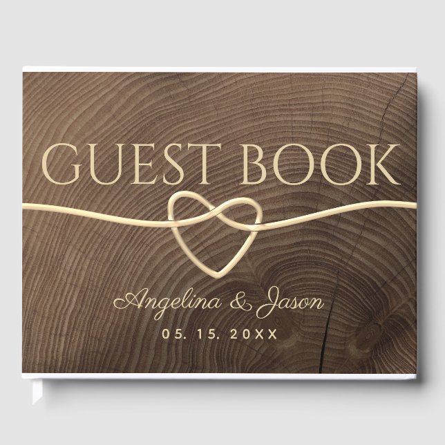 Gold Wood Wedding Guest Book (Front)