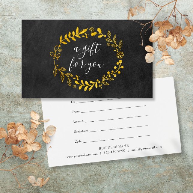 Gold Woodland Garland Chalkboard Gift Certificate (Gold Woodland Garland Chalkboard Gift Certificate)