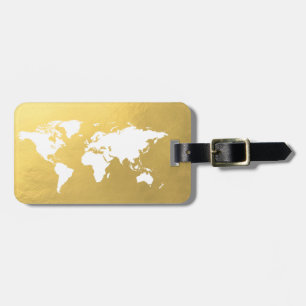 Gold World map elegant Luggage Tag