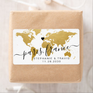 Gold World Map Heart Destination Favour