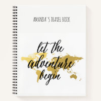 Gold world map travel notes personalised