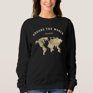 Gold World Map Traveller  Sweatshirt