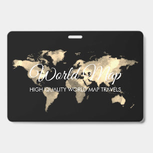 Gold World Maps Trip Globe Travel Agent ID Badge