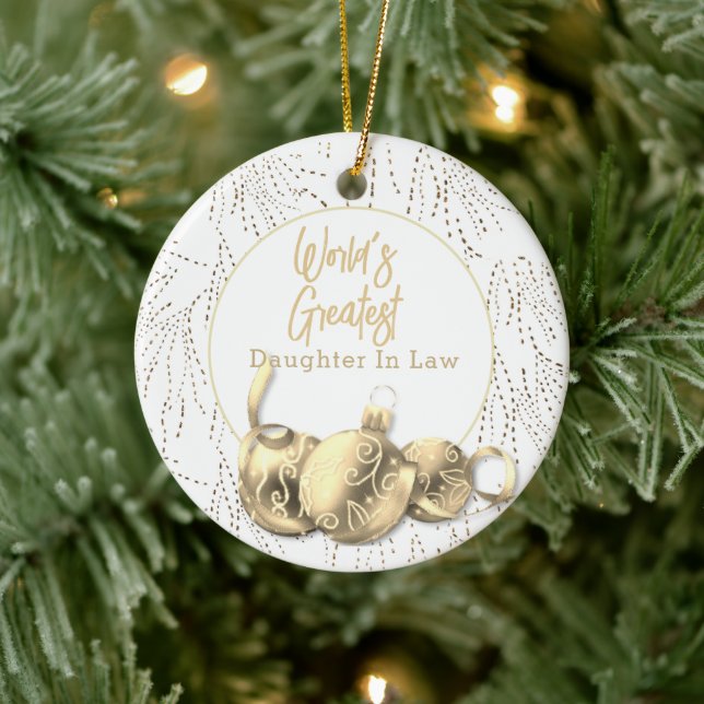 Gold World's Greatest Daughter In law Christmas   Ceramic Ornament (Tree)