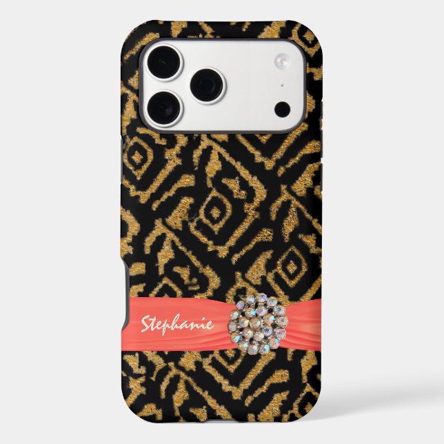 Gold Woven Fabric with Ribbon and Rhinestone (Back)