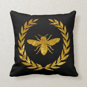 Gold Wreath & Bee Personalise Cushion