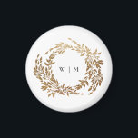 Gold Wreath Classic Monogram Wedding Magnet<br><div class="desc">*NOT REAL FOIL* _____________________________ ***this design is part of a collection*** Experience the charm of timeless elegance with my formal Traditional Monogram Wreath Classic and Elegant Wedding Collection. This collection features personalised monogrammed designs with an intricately woven wreath and frame, encapsulating the essence of a classic, memorable wedding. Enjoy the...</div>