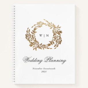 Gold Wreath Classic Monogram Wedding Notebook