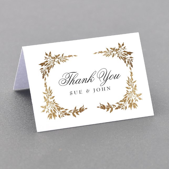 Gold Wreath Classic Monogram Wedding Thank You Card (Creator Uploaded)