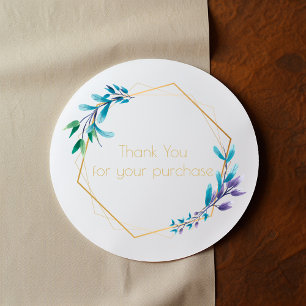 Gold wreath, leafy Thank you for your purchase Classic Round Sticker