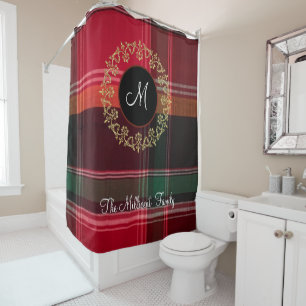 Gold Wreath Madras Plaid Pattern Shower Curtain