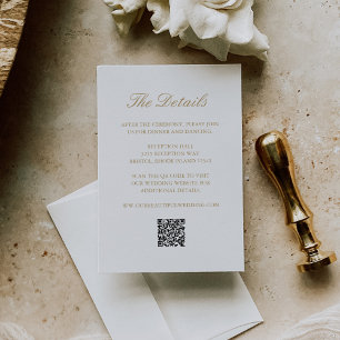 Gold Wreath Monogram QR Code Elegant Wedding Enclosure Card