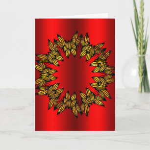 Gold Wreath on Red Christmas Card