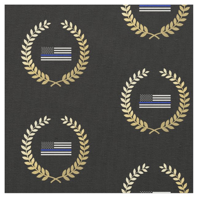 Gold Wreath Police Flag Fabric (Close Up)