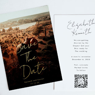 Gold Written Custom QR Code Photo Save The Date