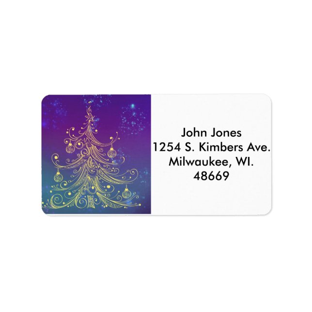 Gold Xmas Tree Address Labels (Front)