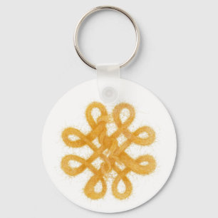 Gold Yarn Celtic Knot Round Aluminum Keychain