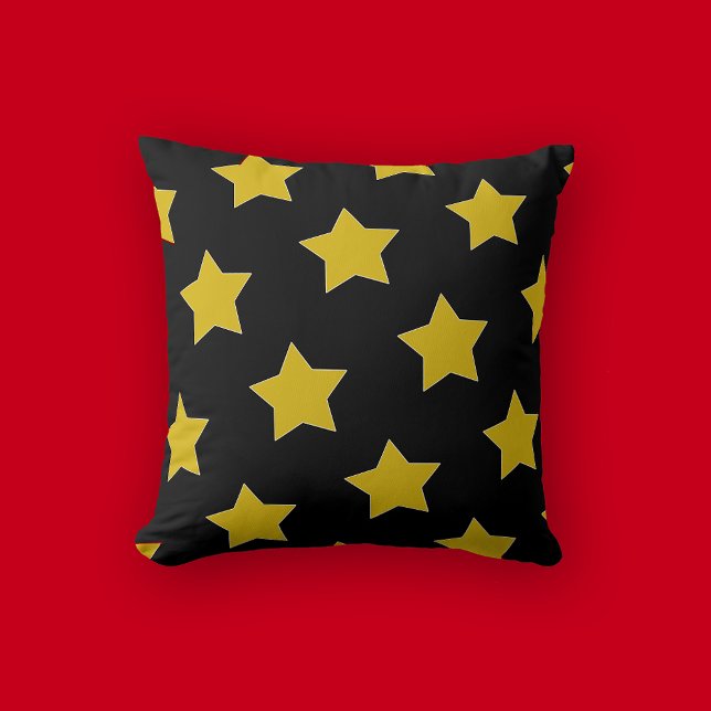 Gold/Yellow  And Black Stars Birthday Cushion (Creator Uploaded)