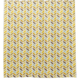 Gold, Yellow, Brown Herringbone Pattern Design Shower Curtain