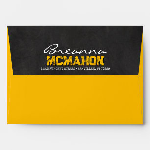 Gold Yellow Chalkboard Graduation Envelopes