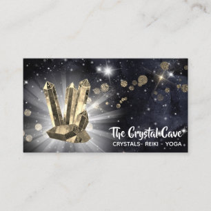 *~* Gold Yellow Crystals Dark Night Sky Stars Business Card