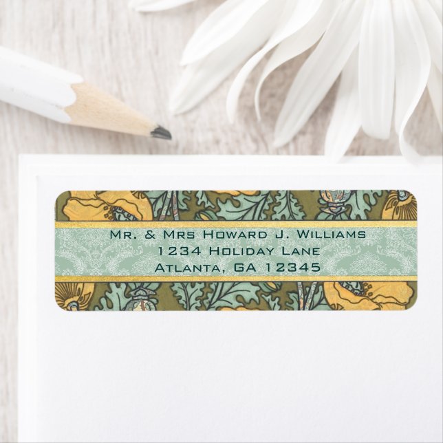 Gold Yellow Elegance Poppy Wildflower Bloom Return Address Label (Insitu)