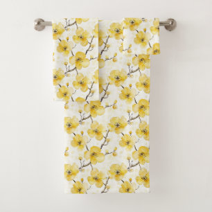 Gold Yellow Flowers  Bath Towel Set