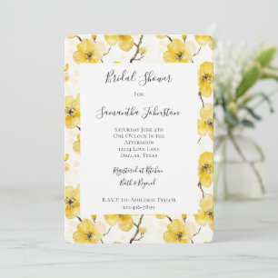 Gold Yellow Flowers Bridal Shower Invitation