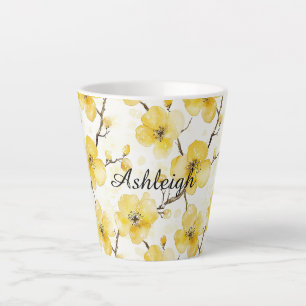 Gold Yellow Flowers Latte Mug