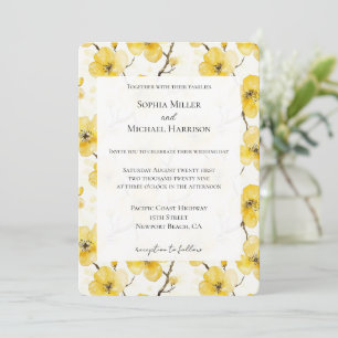 Gold Yellow Flowers Wedding Invitation
