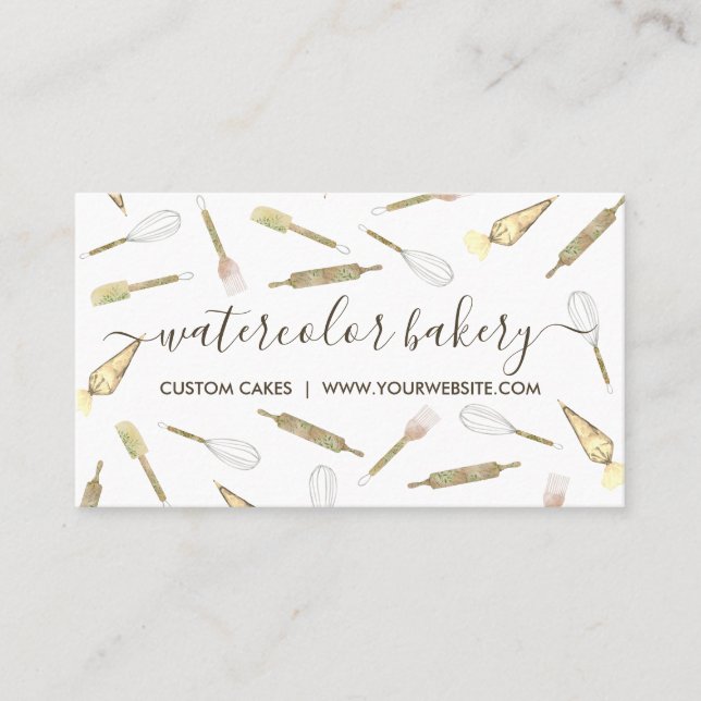 Gold Yellow HomeBakery Pastry Chef Business Card (Front)