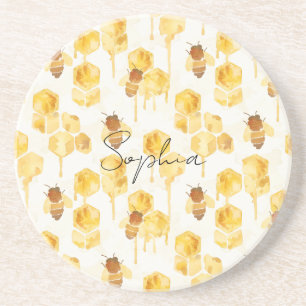 Gold Yellow Honey Bees  Coaster