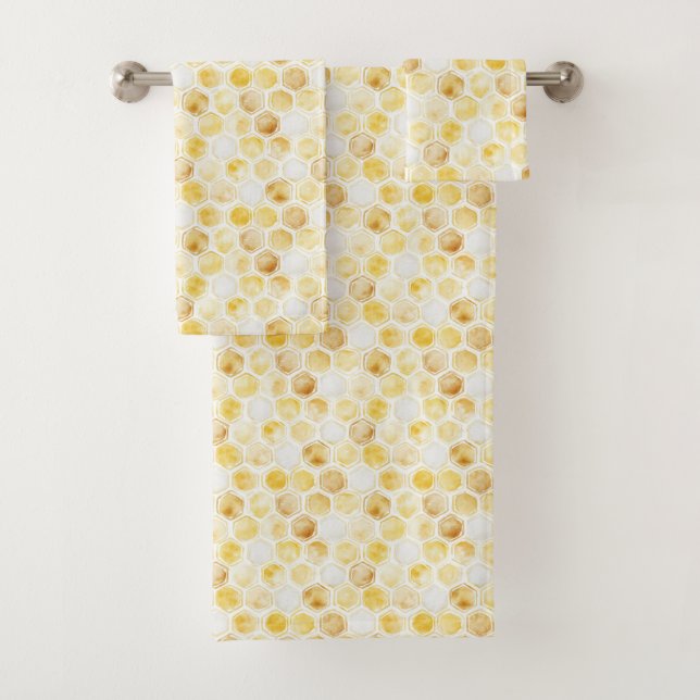 Gold Yellow Honeycomb   Bath Towel Set (Insitu)