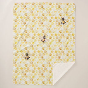 Gold Yellow Honeycomb Birthday Sherpa Blanket