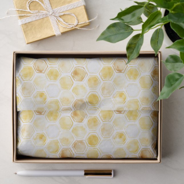 Gold Yellow Honeycomb Birthday Tissue Paper (Gift)